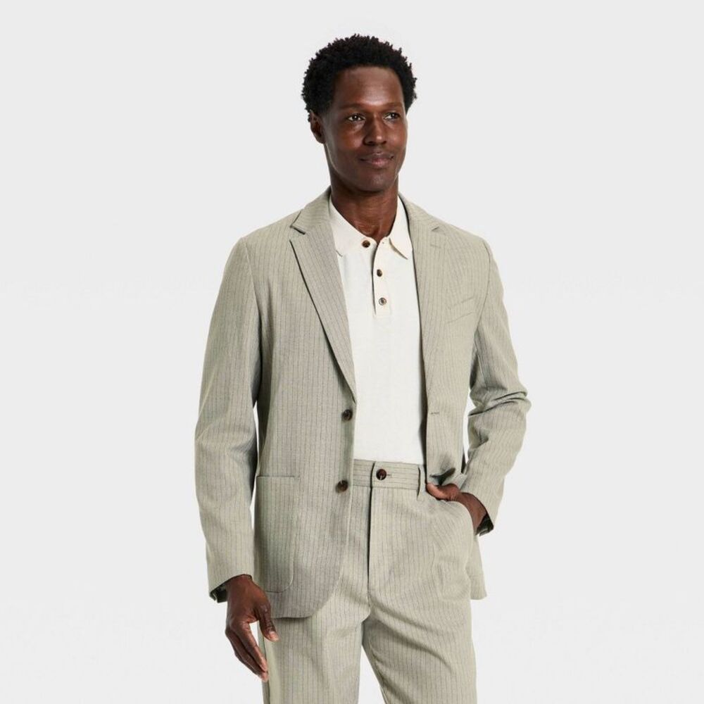 Houston White Men's Single Breasted Blazer - Gray Twill Pinstripe XXL